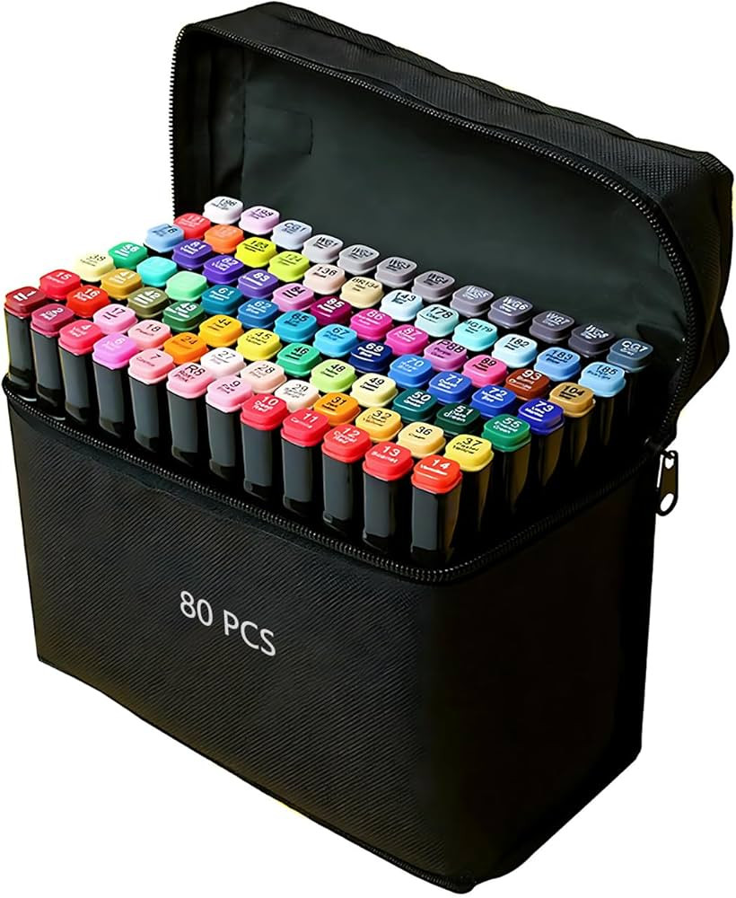 Alcohol Markers 80 Colors with Base Dual Tip Art Drawing Markers for Anime Sketch Illustrations -... | Amazon (US)