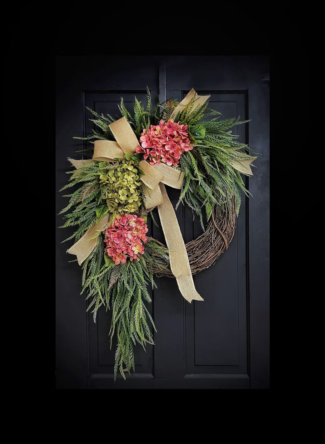 Spring Wreaths, Year Round Wreath, Everyday Wreaths, Hydrangea Wreath, Front Door Wreaths, Farmho... | Etsy (US)