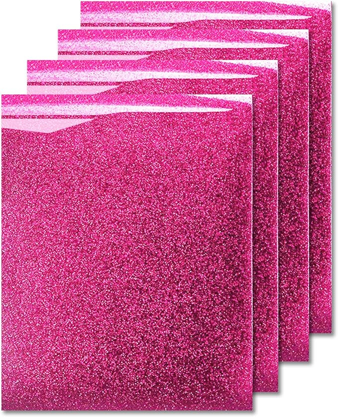 MiPremium Glitter Pink Heat Transfer Vinyl, Glitter Iron On Vinyl (Pack of 4 Sheets), for T Shirt... | Amazon (US)