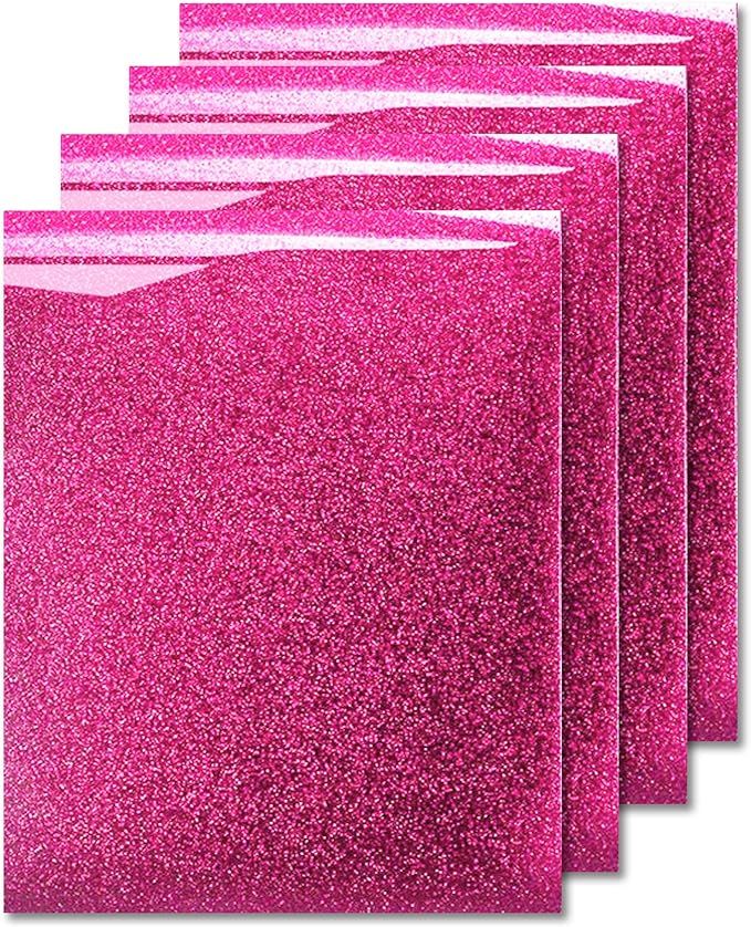 MiPremium Glitter Pink Heat Transfer Vinyl, Glitter Iron On Vinyl (Pack of 4 Sheets), for T Shirt... | Amazon (US)