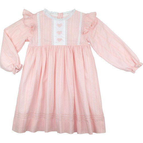 Pink Linen Embroidered Heart Dress | Cecil and Lou