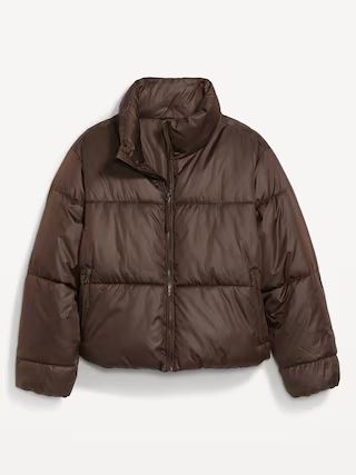 Mock-Neck Faux-Leather Puffer Jacket for Women | Old Navy (US)