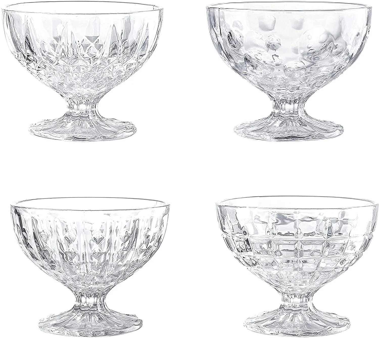 Glass Dessert Bowls | Set Of 4 Unique Cups | 8 Ounce Clear Glass | Glass Ice Cream Sunda | Walmart (US)