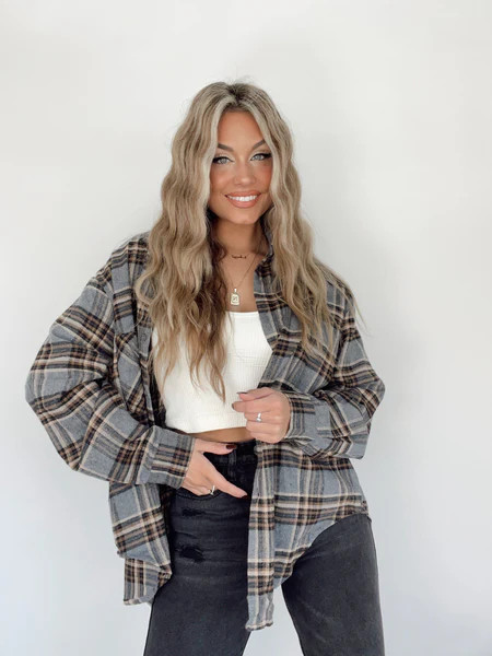 Charcoal Flannel Season Shirt | Lane 201 Boutique