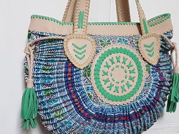Half Moon Boho Bag- Leather-Bags-Handmade Textil - | Etsy (NL)
