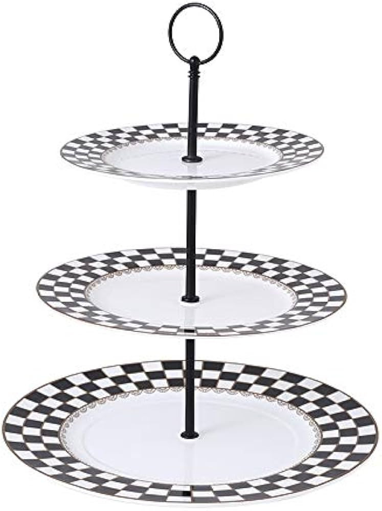 Porlien Checker Pattern 3 Tier Cake Stand for Desserts, Cupcakes, Cookies and Pastry | Amazon (US)