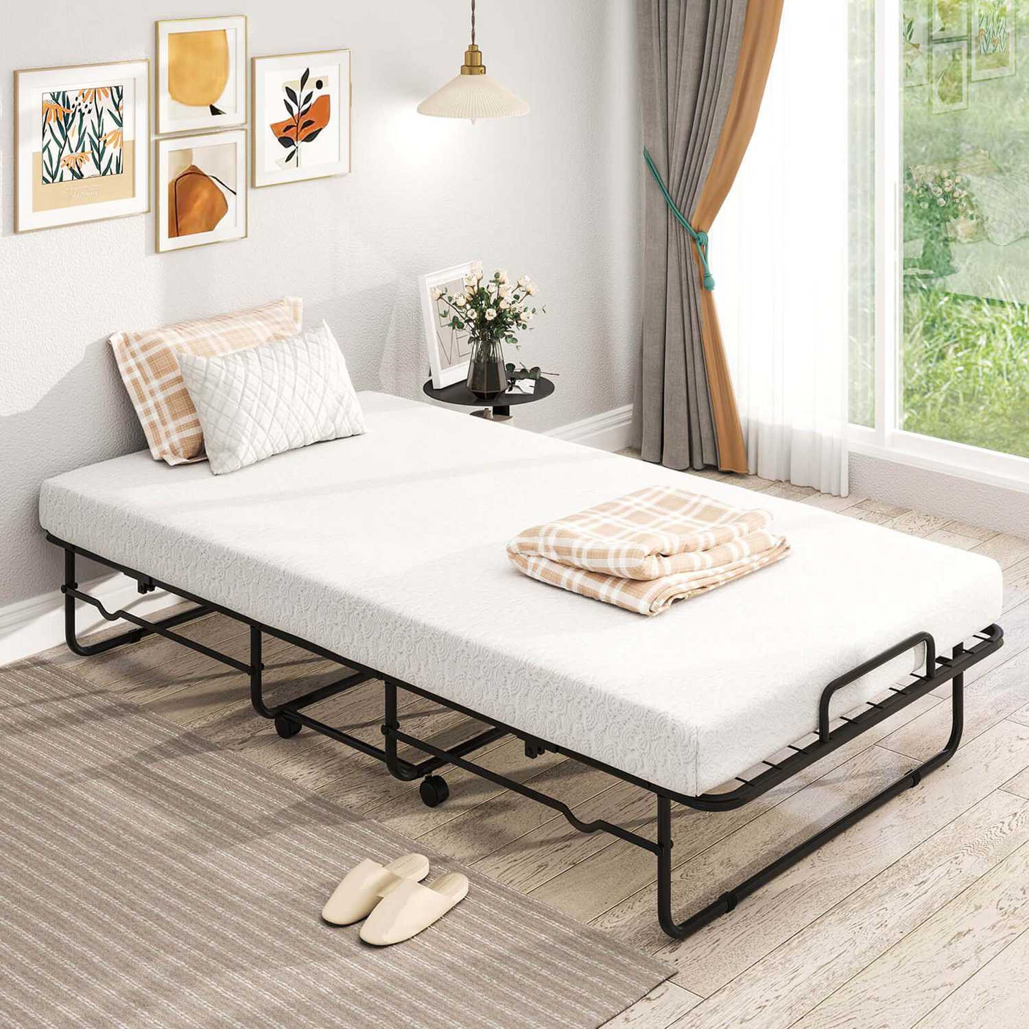 Costway Twin Size Folding Bed 38 inches x 75 inches Rollaway Guest Bed Portable Sleeper Bed Polyester one_size | CSHY004254 | Lowe's