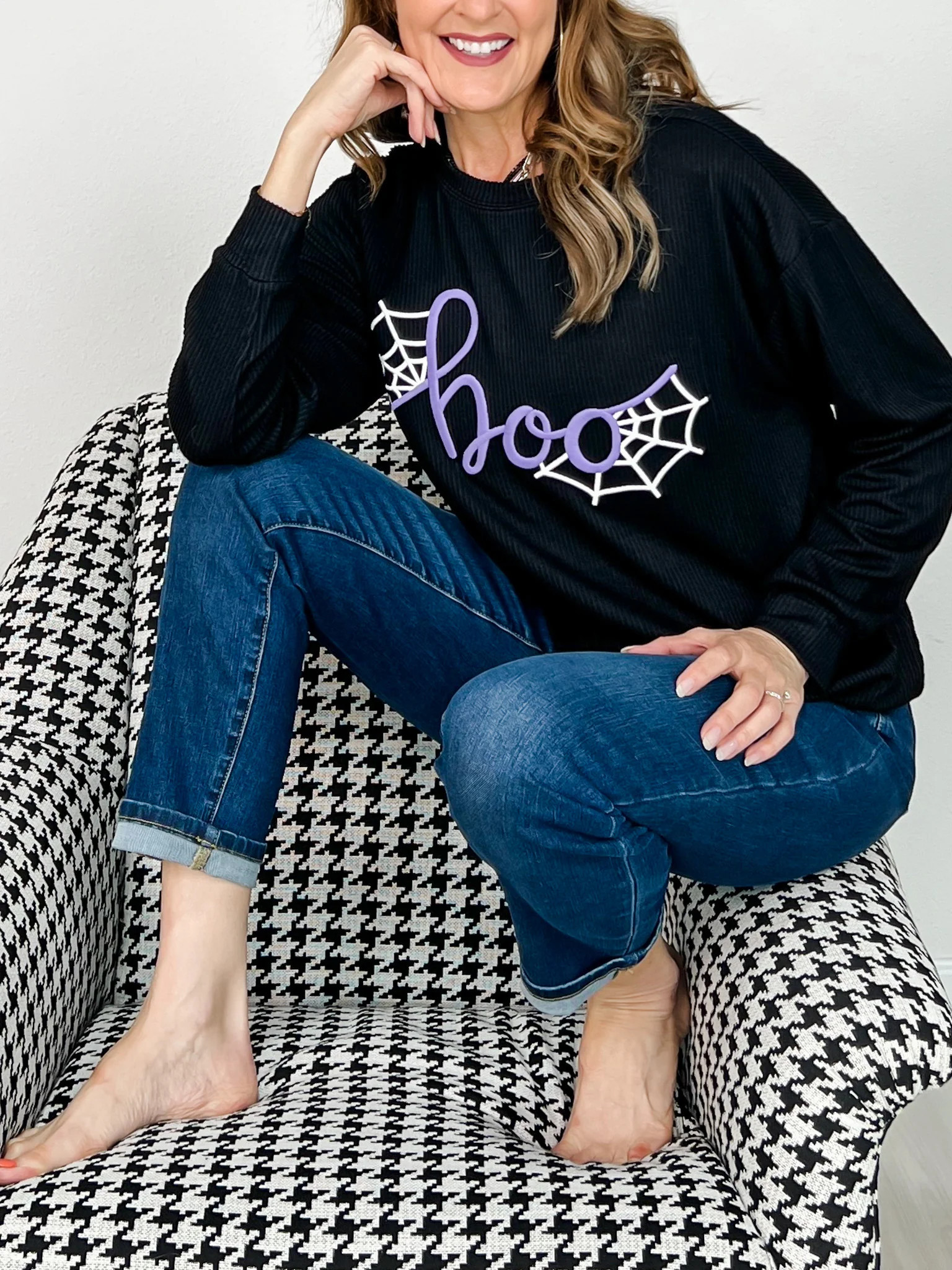 ELB Exclusive BOO Long Sleeve Ribbed Top | Emma Lou's Boutique