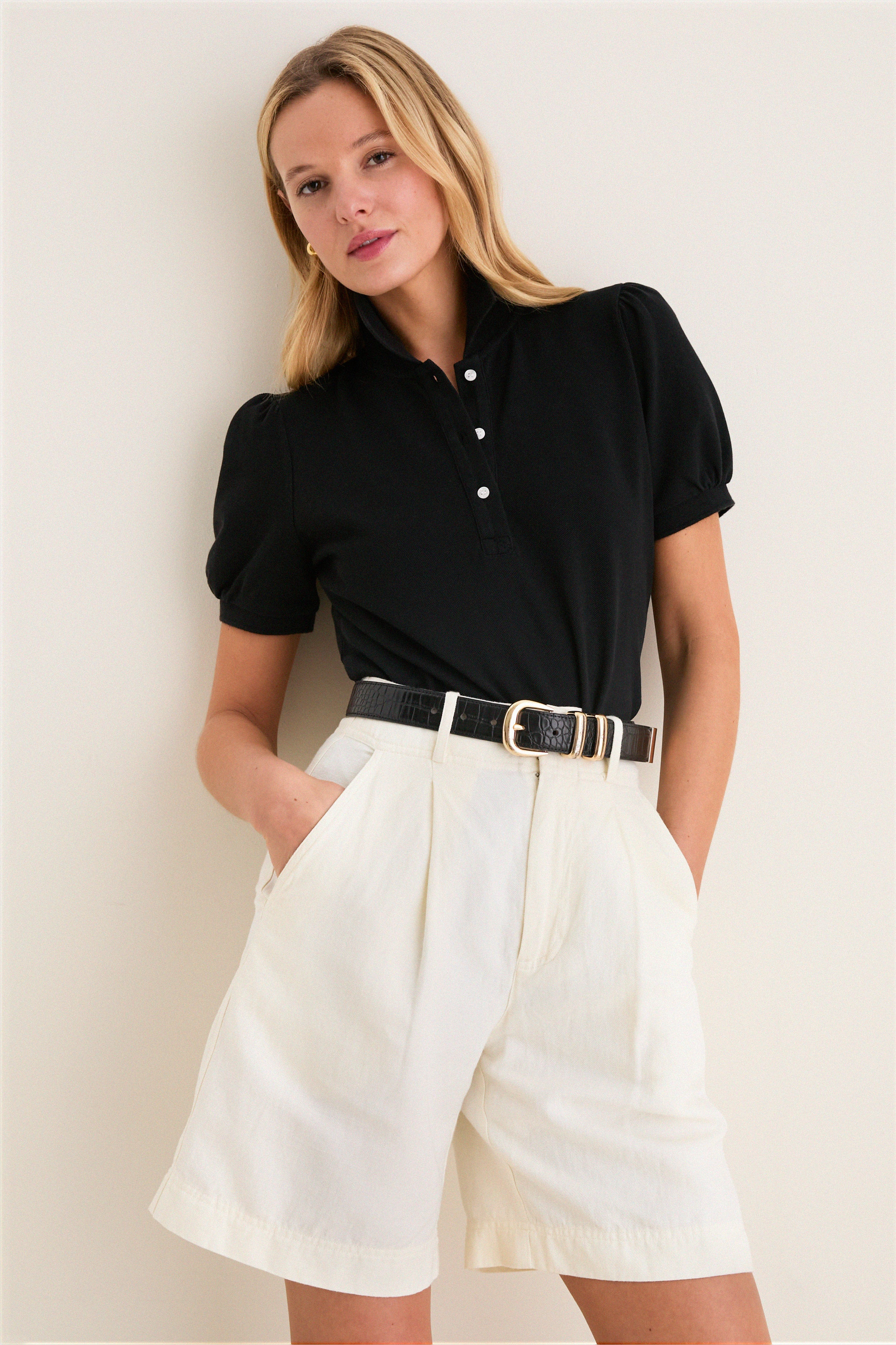 Green Pique Puff Sleeve Peggy Polo | Tuckernuck (US)