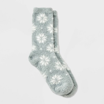 Women's Snowflake Cozy Crew Socks - Auden™ Gray 4-10 | Target