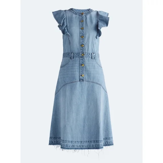 Scoop Women's Flutter Sleeve Midi Dress, Sizes XS-XXL | Walmart (US)