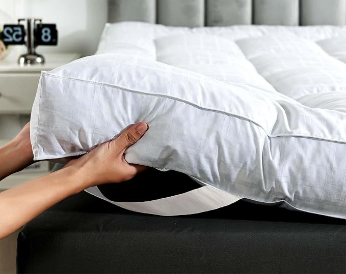 WhatsBedding 5 Inch Duck Feather Bed Mattress Topper Full, 100% Cotton Extra Thick Mattress Pad, ... | Amazon (US)