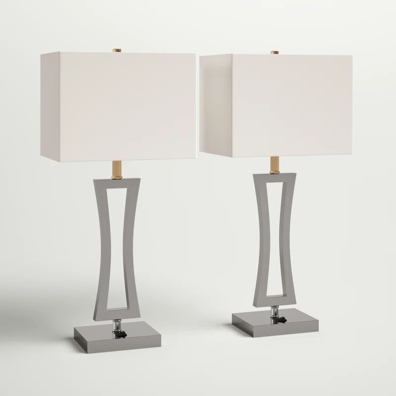 Ledbury 28" Brushed Nickel Table Lamp Set with USB | Wayfair North America
