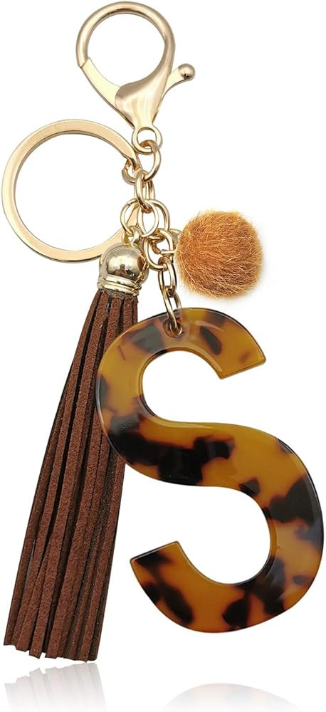 Leopard Alphabet Initial Letter Keychain Tassel Pendant Key Ring for Women Girls Purse Handbags (... | Amazon (US)