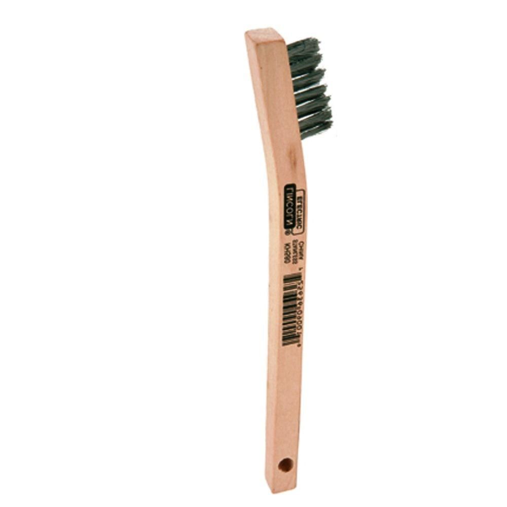 8 in. Long Wooden Handled Stainless Steel Welding Wire Brush (.3 in. x 1.6 in. Bristle Area 3 x 7... | The Home Depot