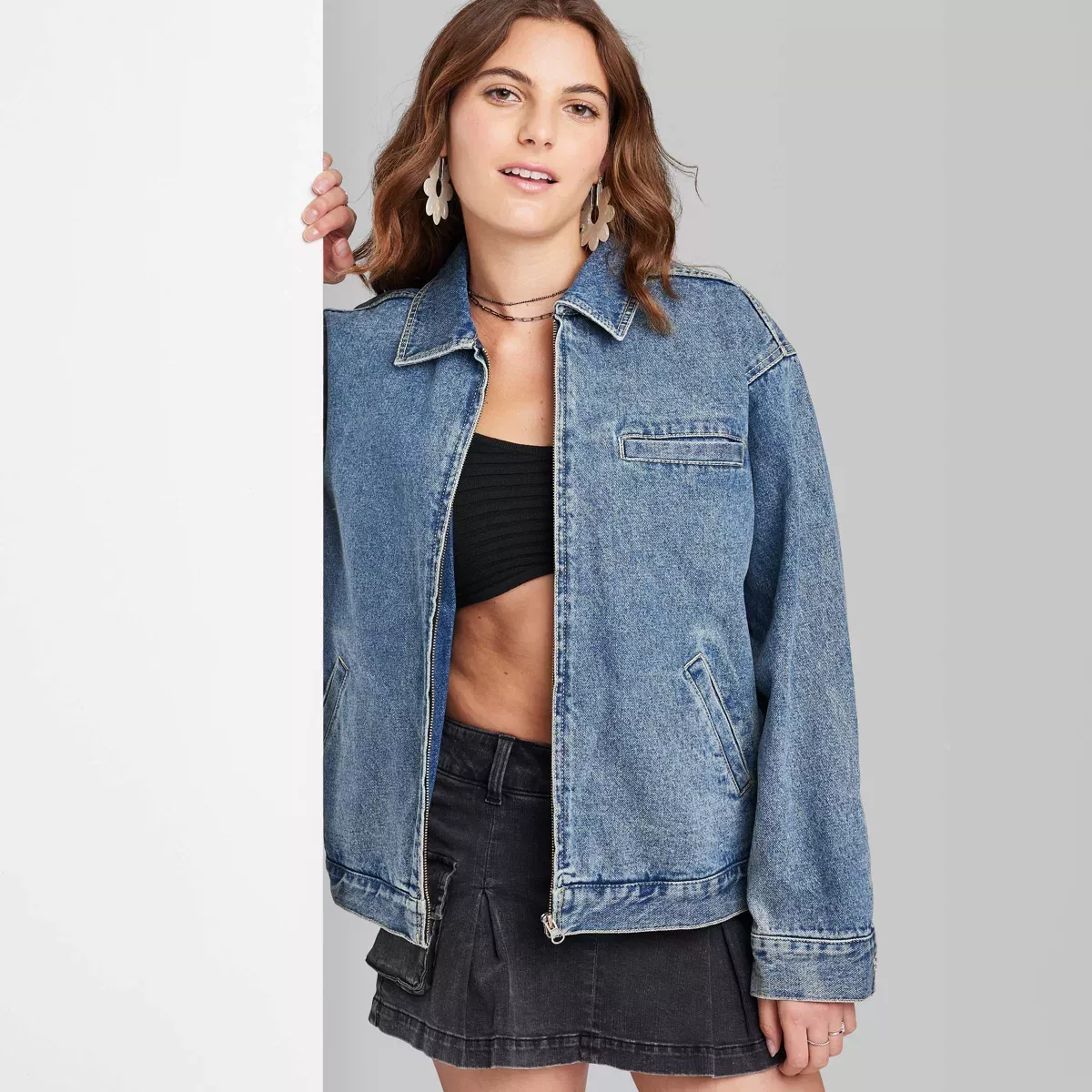 Women's Boxy Zip-Up Denim Jacket - … curated on LTK