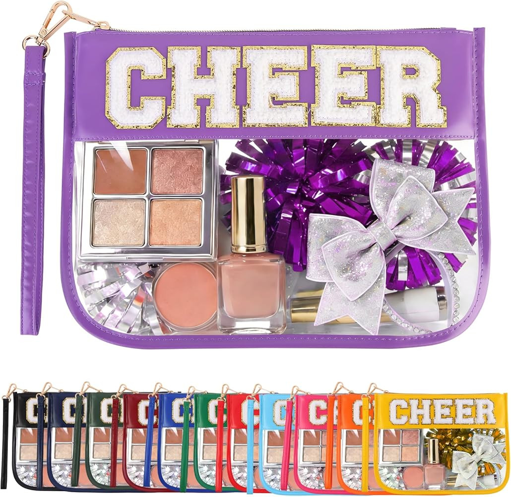 Cheer Clear Makeup Bag Cheerleader Gifts Cheerleading Accessories Cheer Competition Gifts Chenill... | Amazon (US)