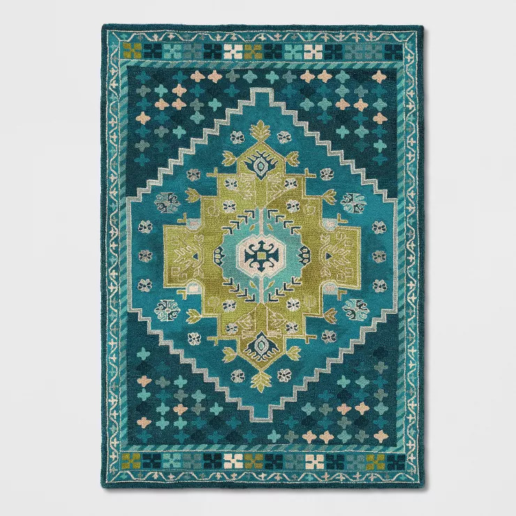 Persian Wool Tufted Area Rug Teal Blue - Opalhouse™ | Target