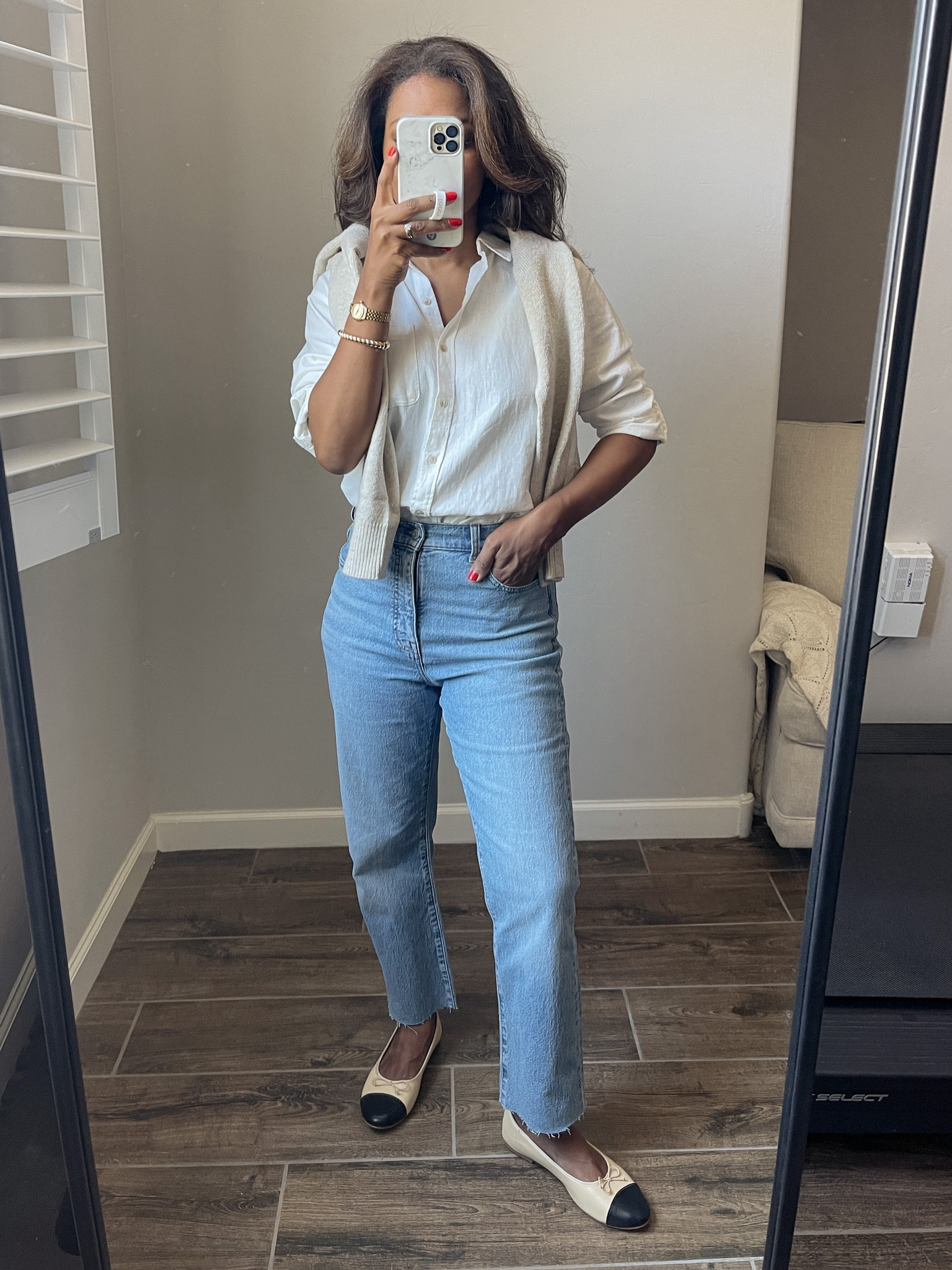 NSALE TRY ON. Wearing size 25 in the jeans! Love them! They are high waisted and I also cut a raw hem at the bottom. Linking similar cardigan and top if cardigan is sold out! 

#LTKSeasonal #LTKxNSale #LTKFindsUnder50