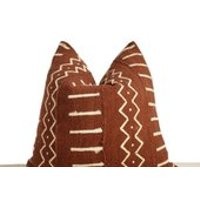 Mudcloth Pillow Cover, Authentic African Mud Cloth Pillow  Rust  Ella | Etsy (US)