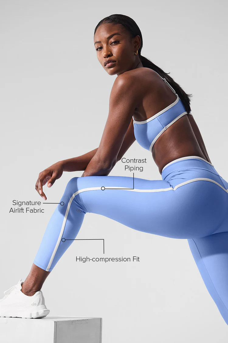 Airlift High Waist Charger 7/8 Legging - Crystal Clear Blue/White | Alo Yoga