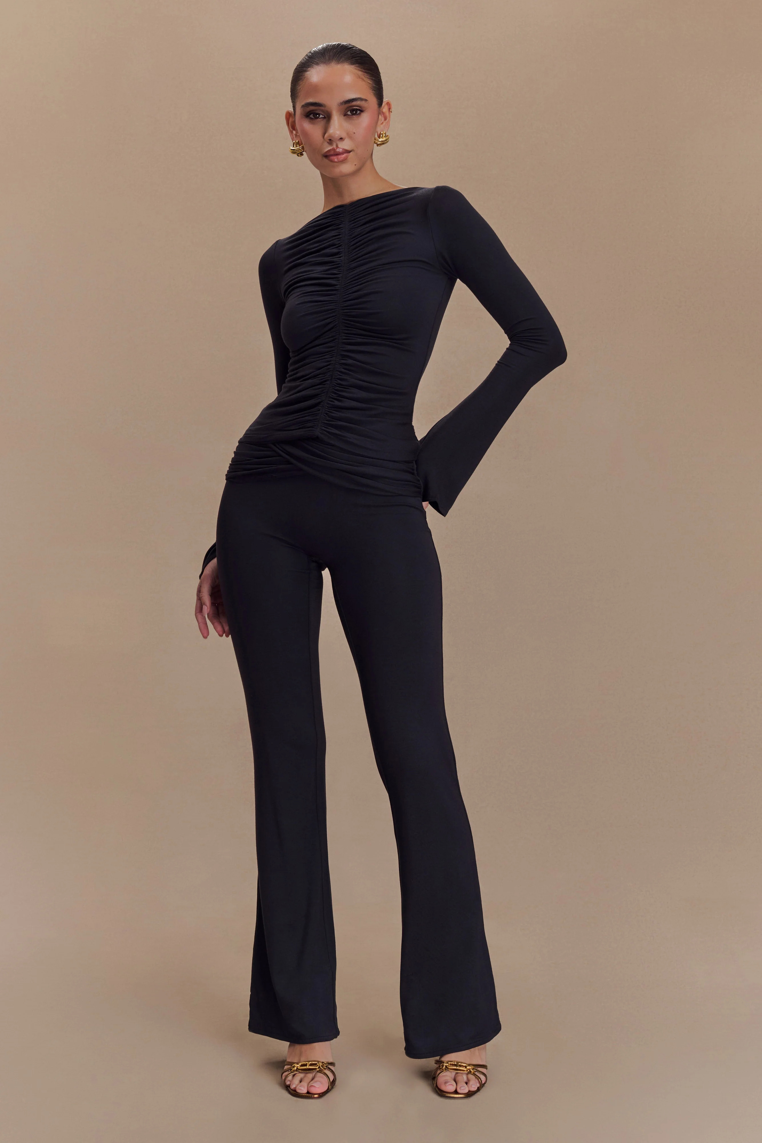 Preston Modal Long Sleeve Top - Black | MESHKI US