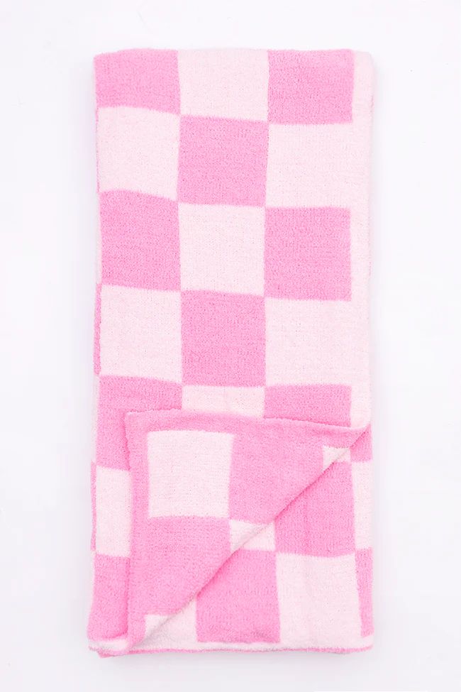 Make Me Believe Pink Checkered Blanket DOORBUSTER | Pink Lily
