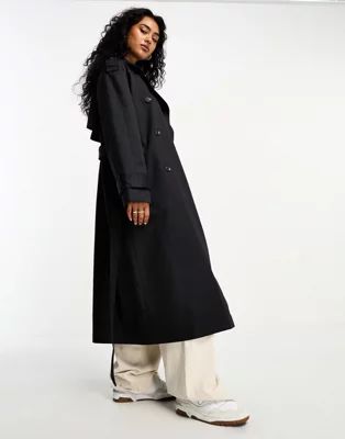 ASOS DESIGN longline trench coat in black | ASOS | ASOS (Global)