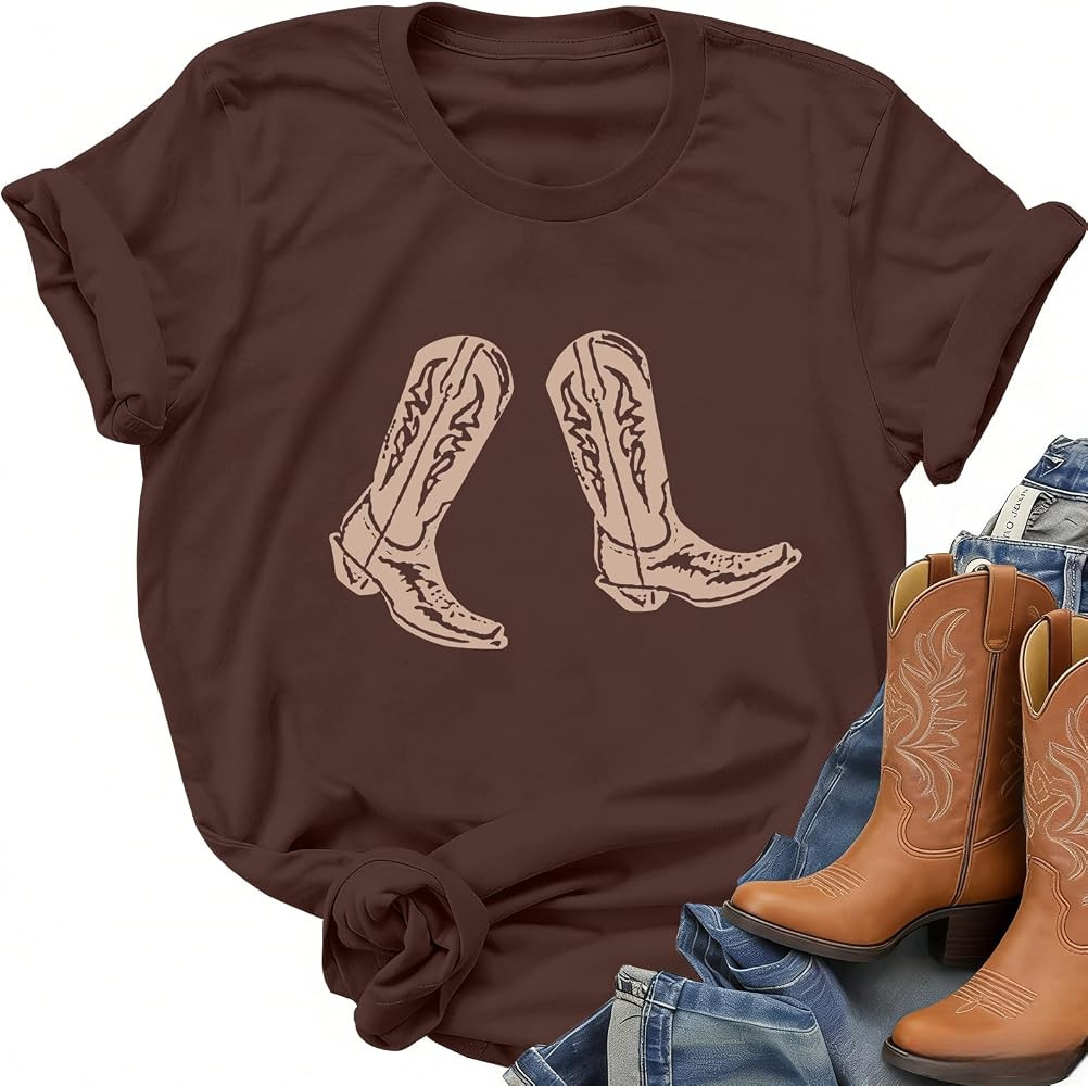 Fkatuzi Western Cowgirl Country Shirts for Women Rodeo Cowboy Boot T Shirt Vintage Graphic Tees C... | Amazon (US)