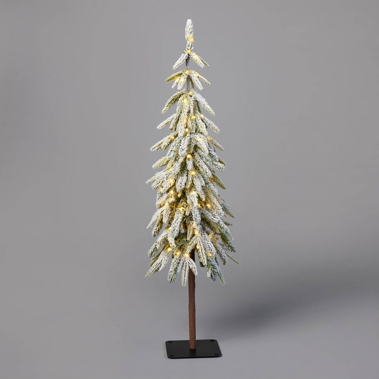 4' Pre-Lit LED Downswept Flocked Alpine Balsam Mini Artificial Christmas Tree Dewdrop Warm White ... | Target