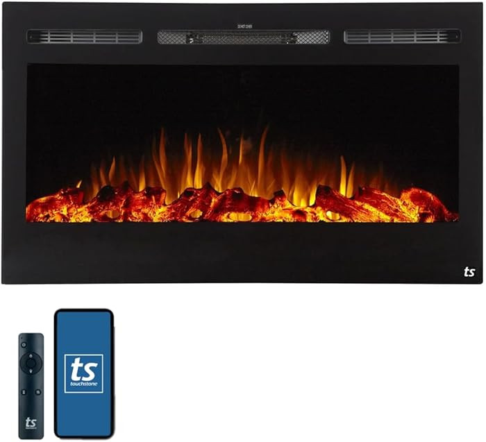 Touchstone Smart Electric Fireplace-The Sideline 36" Wide-in Wall Recessed - 30 Realistic Ember C... | Amazon (US)
