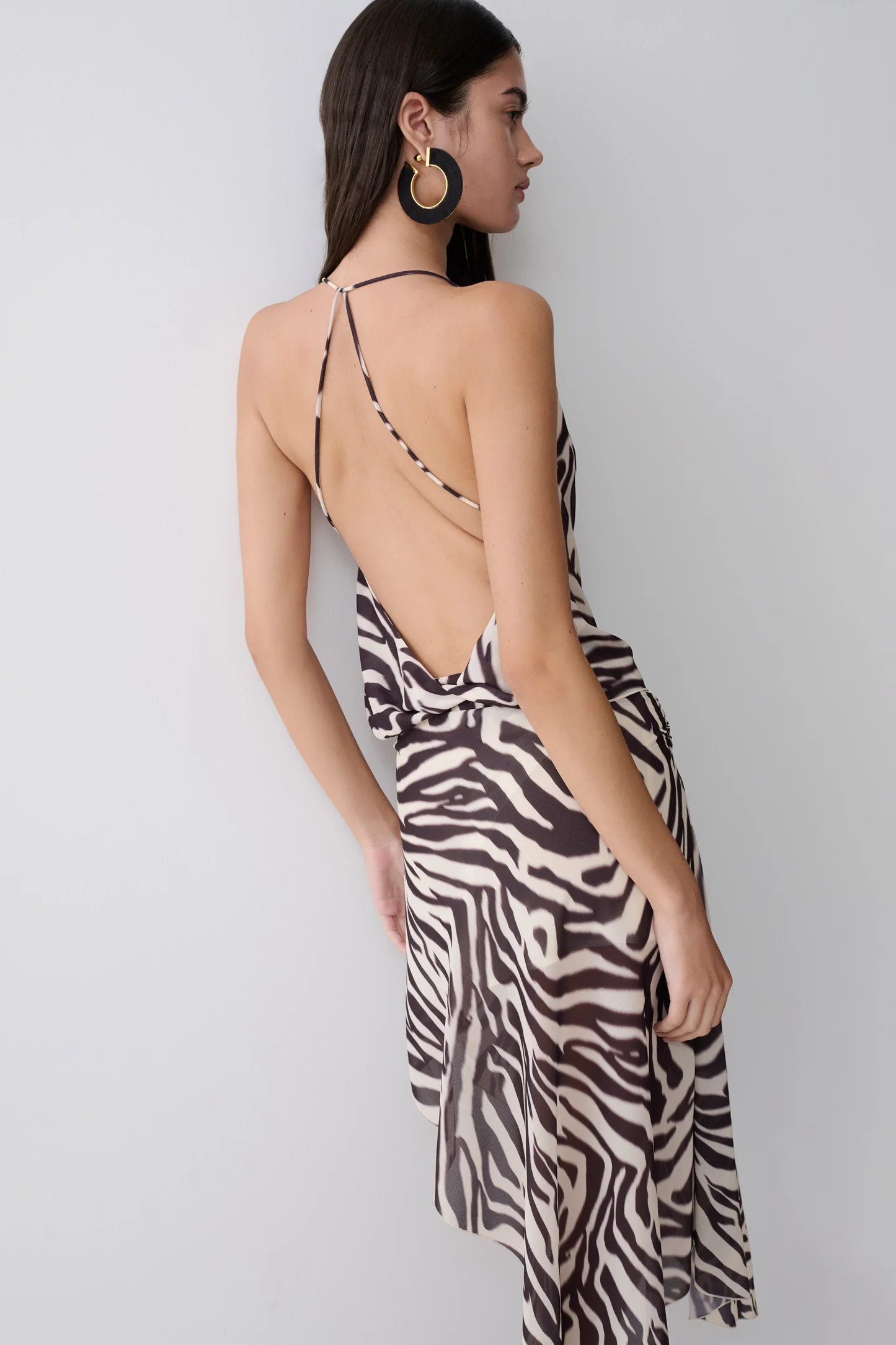 Lana Chiffon Midi Skirt - Abstract Zebra Print | MESHKI US