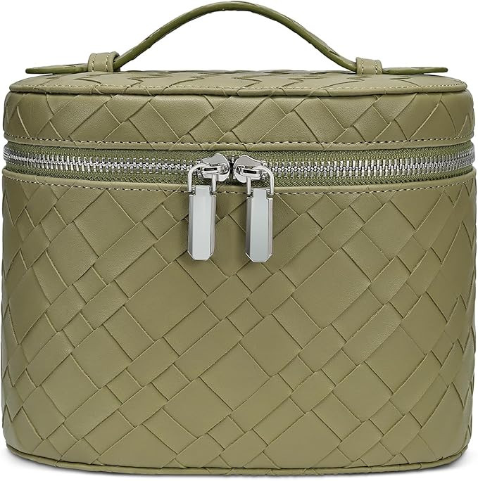 Makeup Bag, Travel Make up Case with Compartments and Handle, Portable Cosmetic Organizer Bags,To... | Amazon (US)