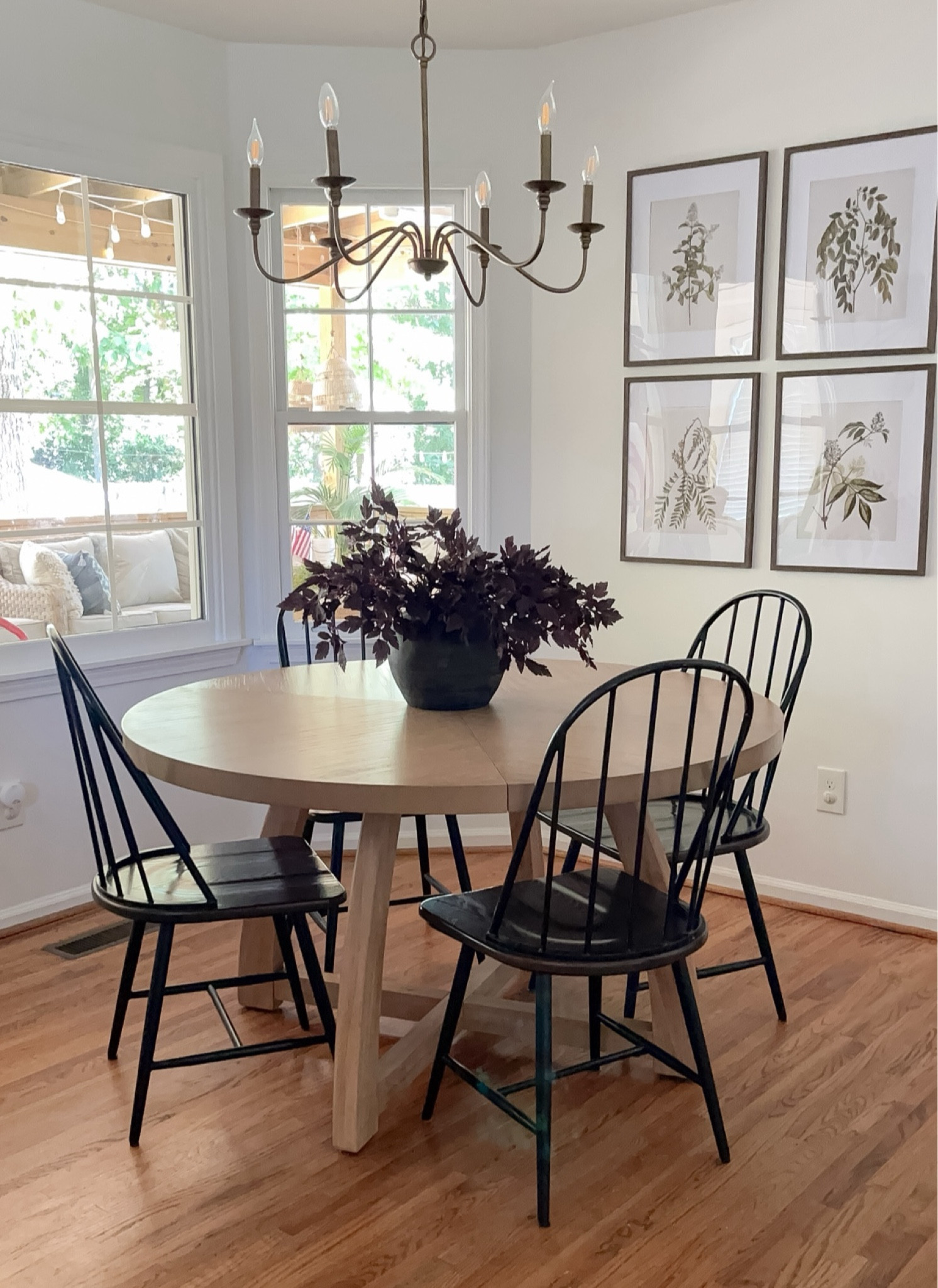 My new dining table… I love the detail on the top, the slightly arched legs.

It’s about 8-10 inches larger in diameter than my other one and can seat up to 6. 

(Still on the hunt for a washable round rug to go underneath)

I have 6 of the 18” plum stems in this vase

#LTKFamily #LTKHome #LTKStyleTip