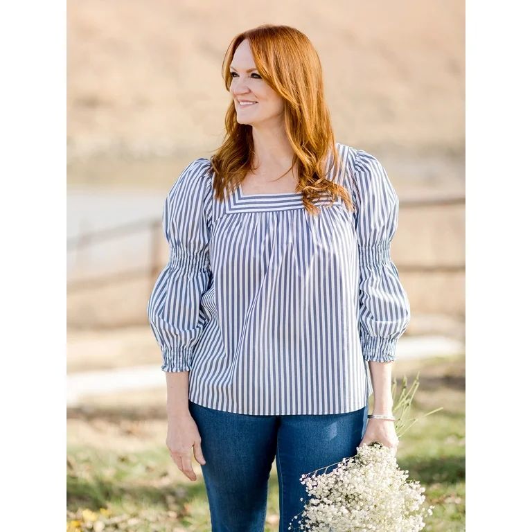 The Pioneer Woman Square Neck Top with Long Sleeves, Women's | Walmart (US)