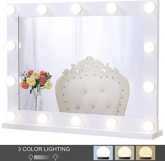 Chende Hollywood Lighted Makeup Mirror with 14 LED Light Bulbs, Lighted Vanity Mirror for Wall wi... | Amazon (US)