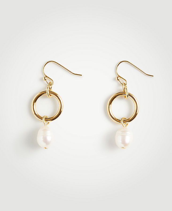 Ring Pearlized Drop Earrings | Ann Taylor (US)