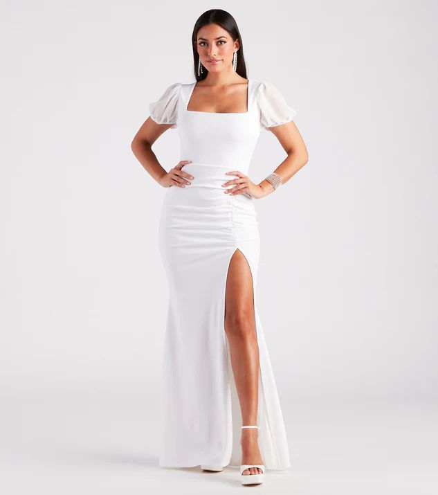 Zoie Formal Crepe Puff Sleeve Mermaid Dress | Windsor Stores