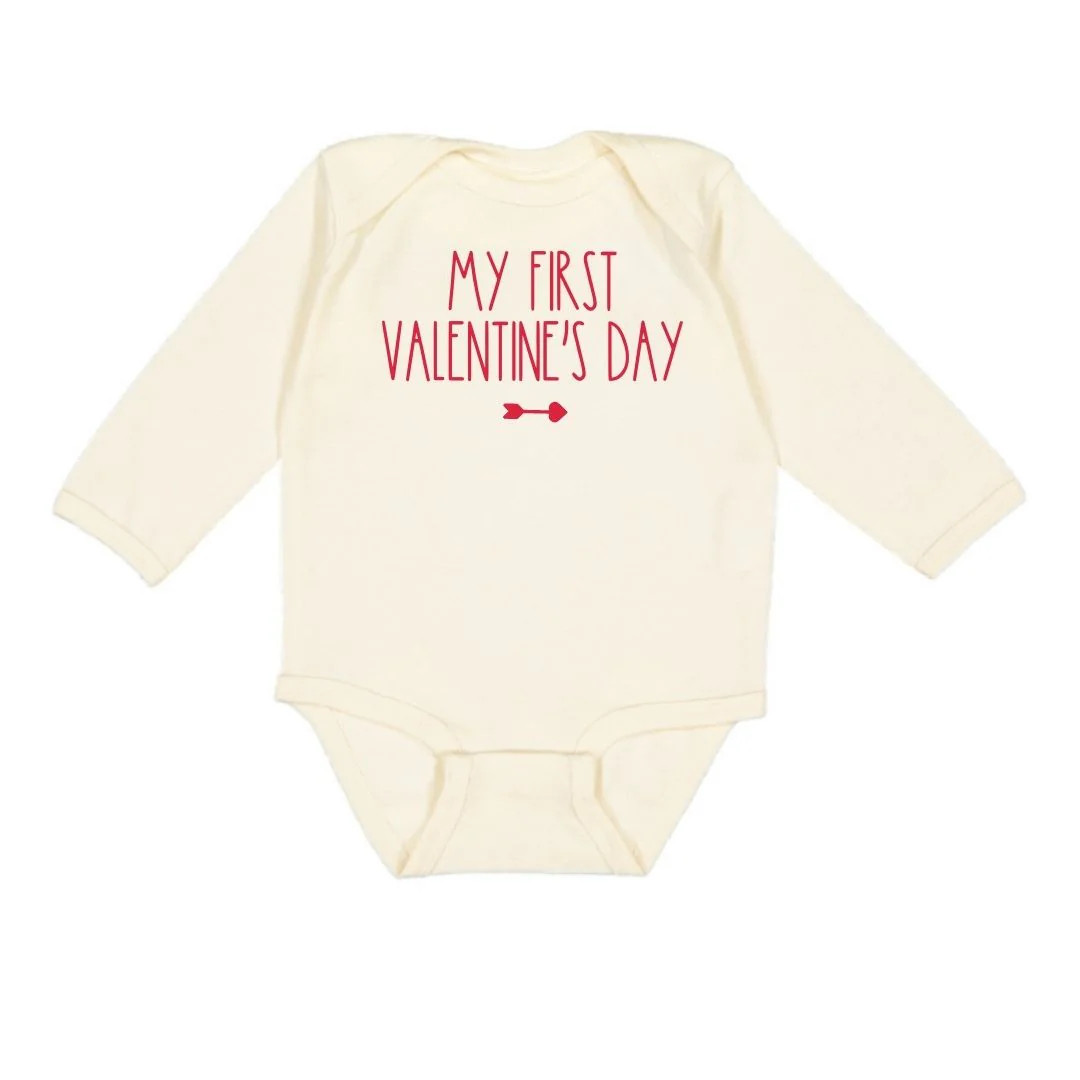 My First Valentine's Day L/S Bodysuit - Natural | Sweet Wink