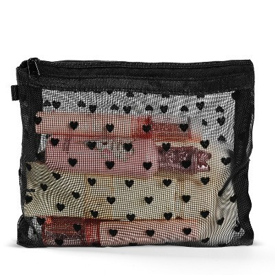 Mber Small Makeup Bag, Mesh Makeup Pouch with Zipper for Toiletry Bag Organizer, Mini Cosmetic Bag for Travel Size Toiletries, 6.5" x 5.6", Black | Target