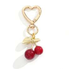 1pc Fashion High Quality Cute Cherry Key Charm - Adorable Cherry Bag Charm - Cherry Key Chain With Heart Clip Fashion Backpack Pendant Decoration Wint | SHEIN