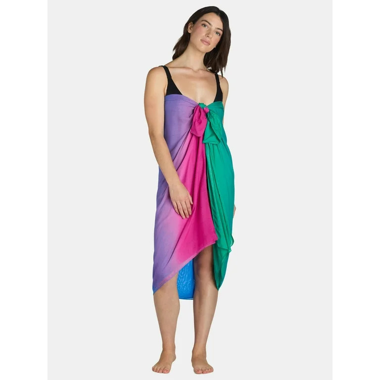 Time and Tru Women's Ombre Print Pareo, One Size, Blue Green | Walmart (US)