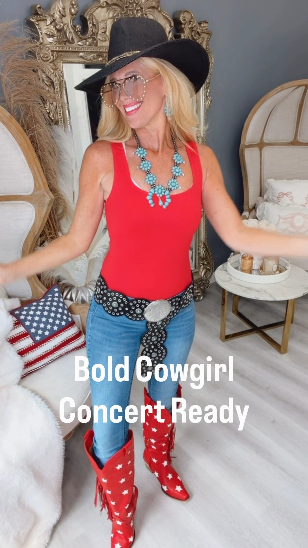 Western turquoise, styled two ways. 🤍❤️

For the first look, I kept it soft and feminine with white lace, white boots, a small turquoise heart necklace, and statement earrings.

For the second look, I went bolder with denim, red boots, and a larger statement necklace for more of a concert-ready cowgirl feel.

I love how turquoise jewelry can completely change the mood of an outfit — soft and romantic one minute, bold and western the next.

Which look are you — soft western or bold cowgirl?

#ad #amazonfashion #amazonfinds #amazonstyle #westernstyle #turquoisejewelry #cowgirlstyle #westernfashion #countryconcertoutfit #festivalstyle #summeroutfitidea #whiteboots #denimstyle #outfitinspo

#LTKgrwm #LTKSeasonal #LTKBeauty