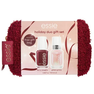essie Nail Art Studio Berry Nail Polish Set Holiday Duo Gift Set with Makeup Bag - 2pc | Target