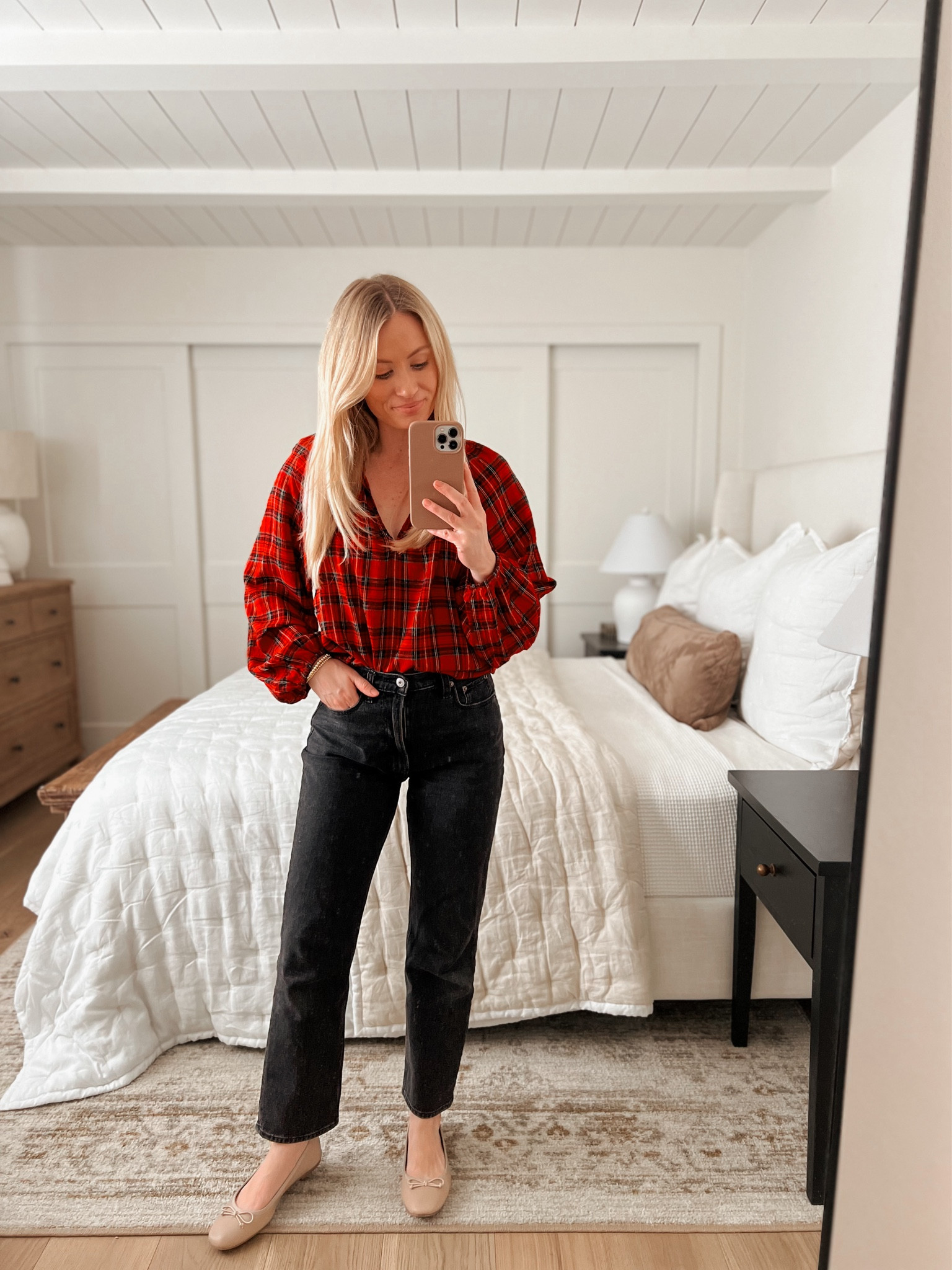 Shop this cute and affordable holiday top! Linking my favorite black jeans - I’m normally a 25 but have a 26 in these. Shoes are Walmart and so cute and comfy!! 

#LTKGiftGuide #LTKHoliday #LTKFindsUnder50