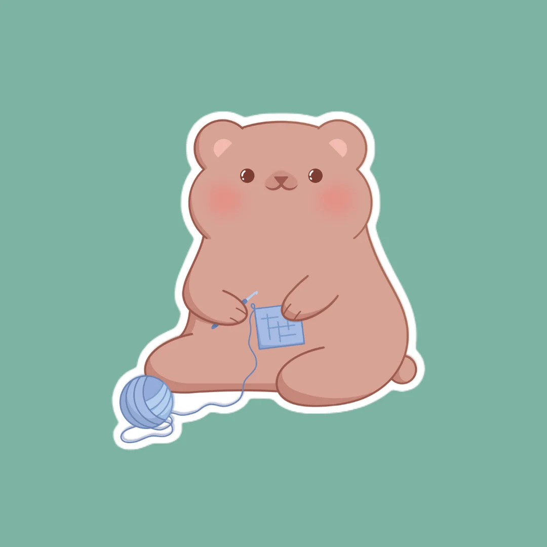 Crocheting Bear Vinyl Sticker weatherproof - Etsy | Etsy (US)