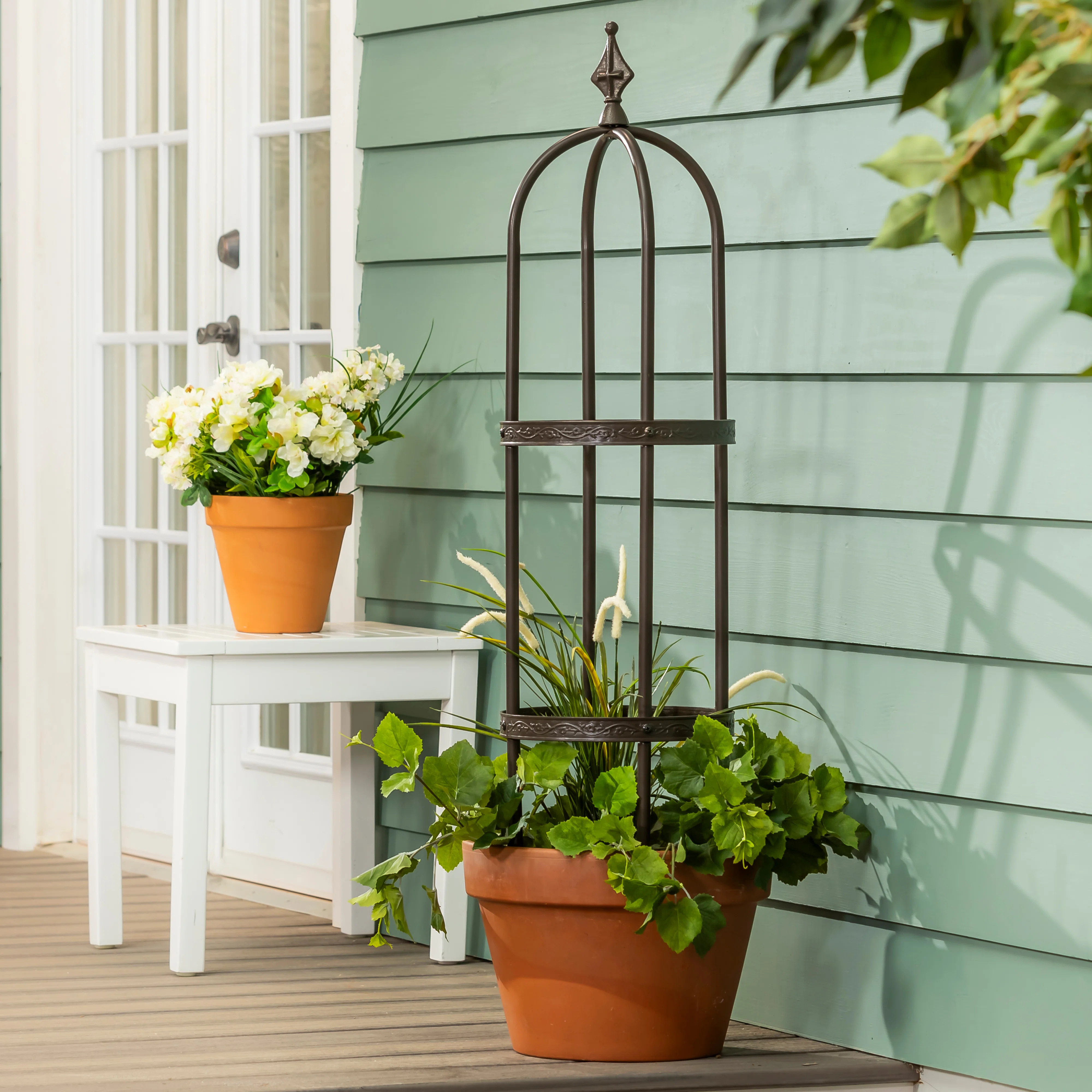 Powder-Coated Steel Garden Antique Copper Obelisk, 5' | Wayfair North America