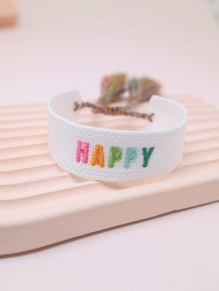 Letter Embroidered Tassel Decor Bracelet | SHEIN