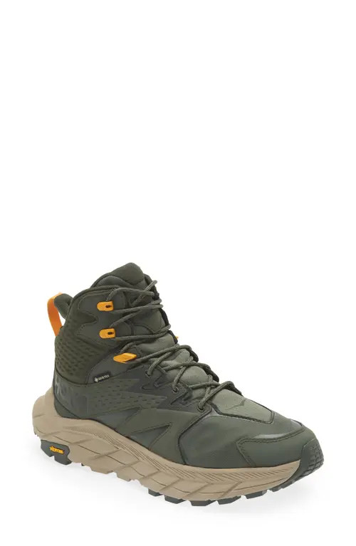 HOKA Anacapa Mid Gore-Tex® Waterproof Hiking Shoe in Thyme /Radiant Yellow at Nordstrom, Size 9 | Nordstrom