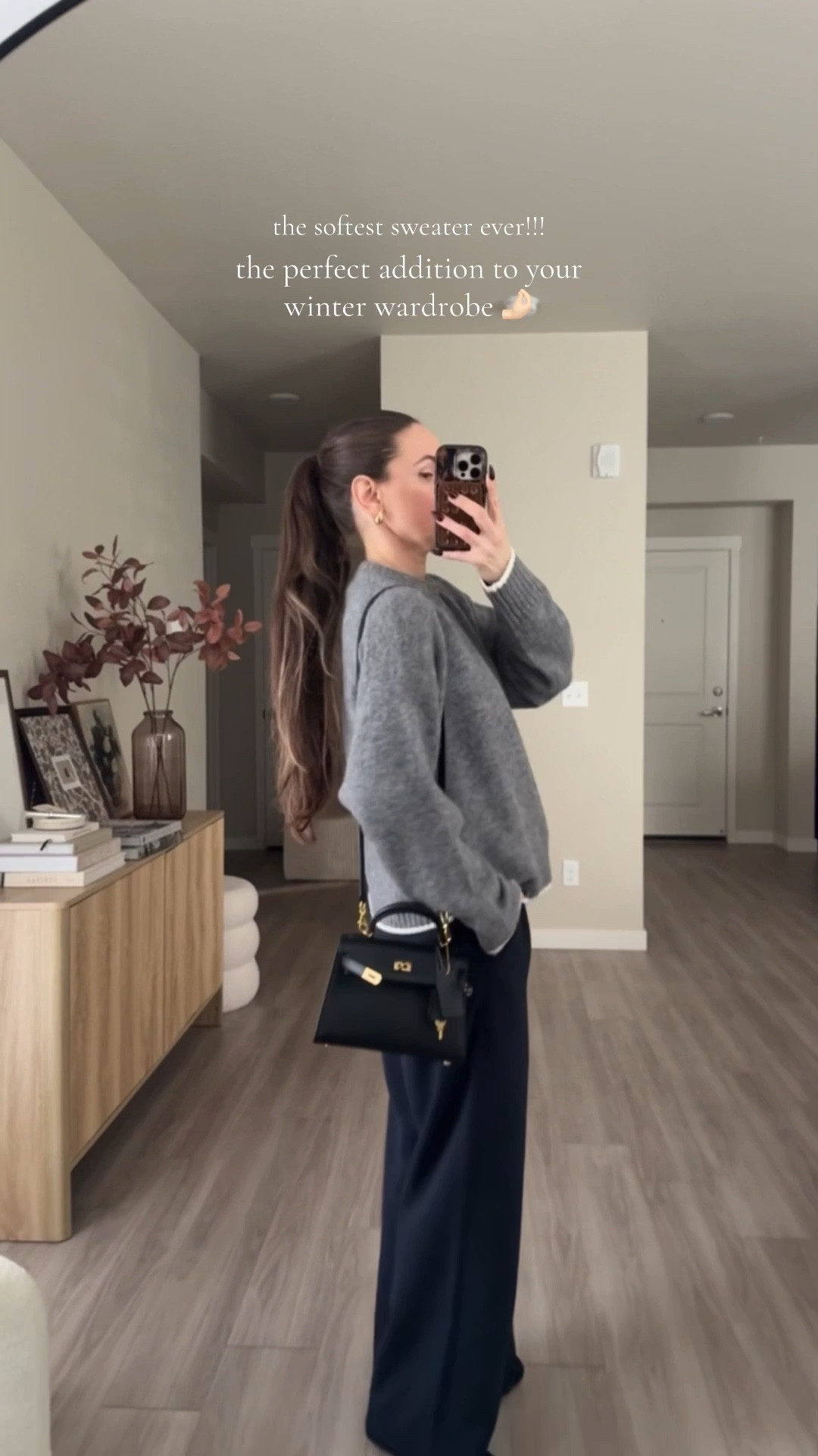 this sweater. the best quality.  wool and alpaca.  may i say it's actually PERFECT   
so warm  and perfectly lightweight. sizing and fit : I am 5'7'
wearing small in pants.  wearing medium  madewell sweater #madewell @madewell